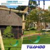 TUAHOO 50Ft Ninja Warrior Obstacle Course for Kids Adults Families Outdoor Climbing Ninja Training Slackline Obstacle Course Swing for Kids Trapeze Swing,Gym Rings, Rope Ladder, Climbing Net - Image 6