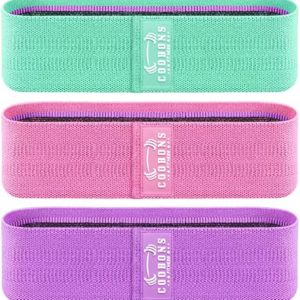 Resistance Bands Set - Booty & Legs Exercise Bands, Anti-Slip Fabric Stretch Bands, Workout Bands for Women/Men, Working Out, Hip Circle Lift, Thigh, Squat, Yoga, at Home Fitness or Gym - 3 Levels