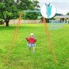 Costzon Swing Frame Stand with Swing Seat, A-Frame Swing Sets for Backyard All Weather w/Ground Stakes, Non-Slip Seat, Toddler Swing Set Great for Indoor Outdoor Garden Playground (Orange) - Image 6