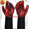 BBQ Gloves 1472℉ Extreme Heat Resistant Protective Cooking Gloves with Silicone Non-Slip Grip for BBQ Cooking/Baking/Smoker/Fireplace/Fire Pit/ Size Medium - Color is Red (Medium, Red) - Image 2