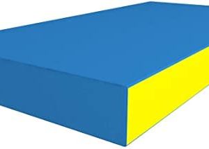 Premium Extra Thick Large Exercise Mat - 40" x 20" x 4" Ultra Durable, Non-Slip, Workout Mats for Home Gym Flooring - Cardio, Plyo, MMA, Jump Mat - 4 Inches Thick - Optimal Safety (Blue/Yellow)