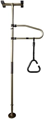 Signature Life Sure Stand Straight Pole and Trapeze Grab Bar Bundle, Elderly Tension Mounted Floor to Ceiling Transfer Pole, Bathroom Safety Assist Grab Bar and Stability Rail, Deep Bronze