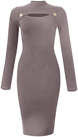 QUFECH Women's Casual Dresses Pullover Knit Sweater Dress Autumn/Winter Skinny Pullover Sweater Dress Dresses 2022 - Image 4