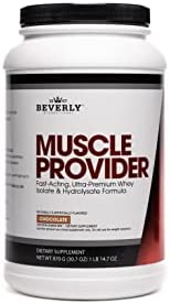 Beverly International Muscle Provider, 30 servings, Chocolate. Super-fast-absorbing whey protein for rapid recovery, lean muscle, fat loss. Fills your muscles, not your stomach. Tastes like ice cream!