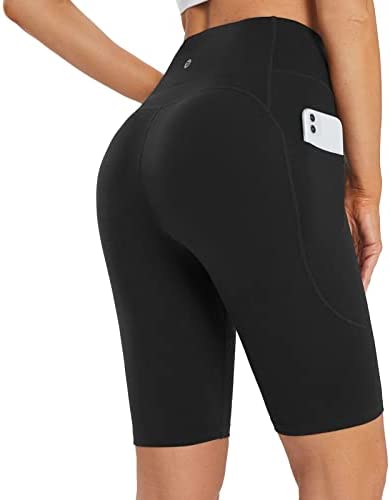 BALEAF Women's Long Biker Yoga Compression Shorts High Waist Knee Length Spandex Workout Shorts with Pockets - Image 2