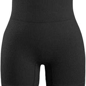 LISSMOMO Sports Bra Ribbed Biker Shorts Workout Leggings for Women Butt Lift Gym Yoga Bras Athletic Crop Tank Tops