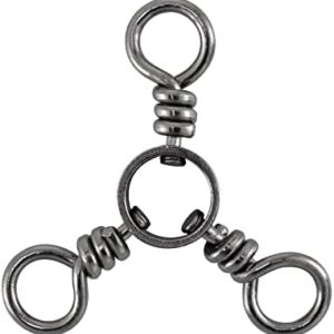 Dr.Fish 50 Pack 3 Way Swivel Fishing Tackle for Catfish Rig Trolling Line Stainless Steel 30-220Lb Black Nickel Catfishing Tackle Tri Swivels Saltwater Freshwater