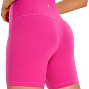 CRZ YOGA Super High Waisted Butterluxe Womens Biker Shorts 6'' / 8'' - Buttery Soft Workout Yoga Shorts Over Belly