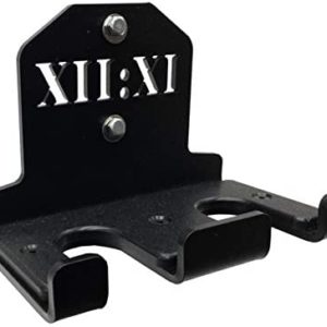 XII:XI Fitness Barbell Storage, Double Olympic Wall Mount Barbell Holder, Vertical Hanging Barbell Rack, Protective UHMW Plastic, Made from American Steel