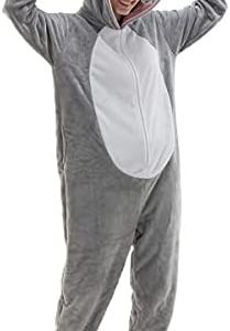 Snug Fit Unisex Adult Onesie Pajamas, Flannel Cosplay Animal One Piece Halloween Costume Sleepwear Homewear
