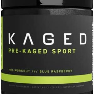 Pre Workout Powder; Kaged Muscle Pre-Kaged Sport Pre Workout for Men and Women, Increase Energy, Focus, Hydration, and Endurance, Organic Caffeine, Plant Based Citrulline, Blue Raspberry