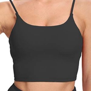 HHUQ Women’s Longline Sports Bra Wirefree Padded Medium Support Yoga Bras for Running Workout Tank Tops