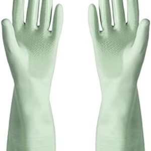 Household Cleaning Gloves,2-Pairs Long Sleeves PVC Reusable Dishwashing Gloves with Cotton Flocked Liner