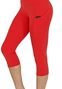 ODODOS Women's High Waisted Yoga Capris with Pockets,Tummy Control Non See Through Workout Sports Running Capri Leggings