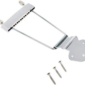 Dasunny 6-String Guitar Trapeze Tailpiece Bridge for Jazz Guitar or LP Style Tele Guitar, Silver Tone
