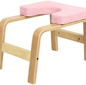 AHXF Yoga Inversion Chair, Backless Yoga Chair,Yoga Headstand Bench,Headstand Bench with Thick Cushion Yoga Stool Inversion Bench Idea for A Variety of Different Poses (Color : Pink)