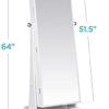 Best Choice Products 360 Swivel Mirrored Jewelry Cabinet, Full Length Armoire, LED-Lit Makeup Storage Organizer w/Internal Lights, Mirror, 3 Storage Shelves, 3 Drawers - White - Image 7
