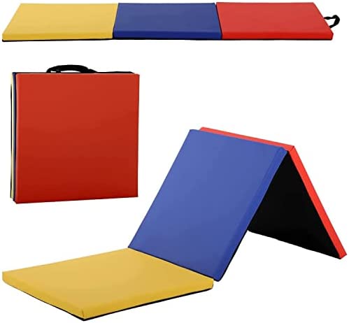 Gymnastics Mat Tumbling Mats 6'X2'X2" Gym Exercise Pad with Carrying Handles Folding Exercise Mat for Yoga,Stretching,Workouts,Home Gym