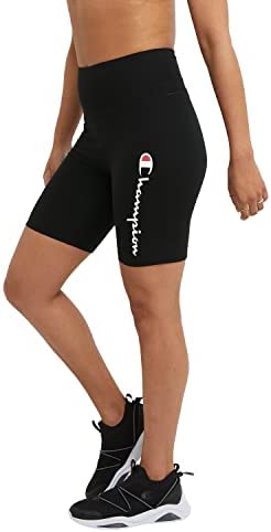 Champion Women's Authentic, Graphic, Cotton Bike Shorts, Script Logo, 7" - Image 3