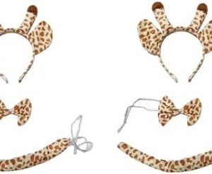 FWTURG 2 set Animal Giraffe Headband Ears Tail Halloween Dress Up Costume set, Yellow