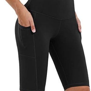 ATHVOTAR Women's High Waisted Biker Shorts with Side Pockets Tummy Control Spandex Shorts