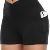 A AGROSTE Womens 3" Cross Scrunch Butt Lifting Shorts with Pockets High Waisted Workout Booty Biker Shorts - Image 2