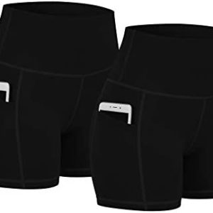 Fengbay 2 Pack 8" /5" Biker Shorts for Women with Pockets, High Waist Workout Shorts for Women Compression Yoga Shorts