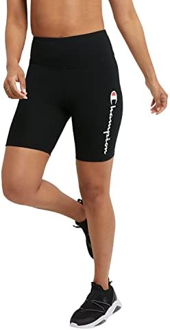 Champion Women's Authentic, Graphic, Cotton Bike Shorts, Script Logo, 7"