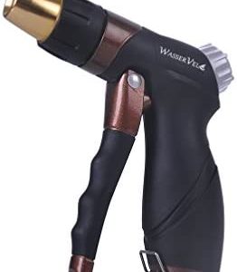 Wasser Vela Garden Heavy Duty Bronze-Color Metal Adjustable Tip Front Trigger Soft Grip Water Spray Pistol Hose Nozzle