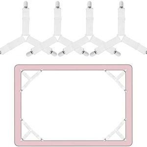 Sopito Bed Sheet Holder Straps, 4pcs Bed Sheet Fasteners Adjustable Triangle Elastic Suspender Mattress Corner Clips with Heavy Duty Grippers White