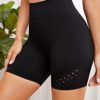 MakeMeChic Women's Solid Sporty Shorts Cut Out Side Elastic Waist Yoga Workout Biker Shorts - Image 3