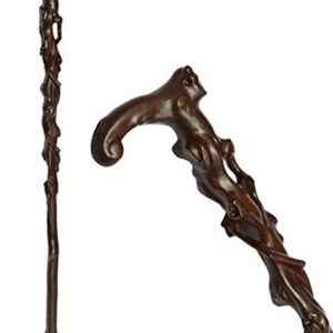 Q-DDOIT Wooden Walking Cane, 37.4" Natural Wood Walking Stick, Handcrafted Wooden Offset Cane, Ergonomic Wood Cane for Men and Women