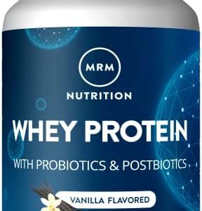 MRM Nutrition Whey Protein | Vanilla Flavored |18g Protein | with 2 Billion probiotics + Digestive enzymes + BCAAs | High Absorption + Digestion | Hormone + antibiotic Free | 33 Servings