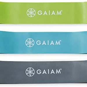 Gaiam Restore Mini Band Kit, Set of 3, Light, Medium, Heavy Lower Body Loop Resistance Bands for Legs and Booty Exercises & Workouts, 12" x 2" Bands