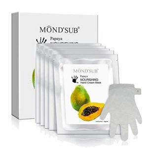 MOND'SUB [5 Value Pair] Moisturizing Gloves - Natural & Original Papaya Moisturizing Hand Masks For Dry Hands - Deeply Brigthening & Hydrating Gloves Soften the Dry Skins