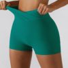AIBIANOCEL Women's Cross Waist Biker Shorts High Waist Workout Running Yoga Shorts - Image 3