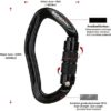 XINDA 22KN Auto Locking Carabiner Clip - Twist Lock Climbing Carabiner CE UIAA Certified, Heavy Duty Carabiners for Climbing,Rappelling,Hammock,Hiking,Camping - Image 2