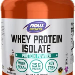 NOW Sports Nutrition, Whey Protein Isolate, 25 G With BCAAs, Creamy Chocolate Powder, 5-Pound