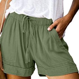 KISSMODA Womens Summer Shorts Leopard/Camo/Solid/Floral Print Elastic Waist Pocketed Casual Pants