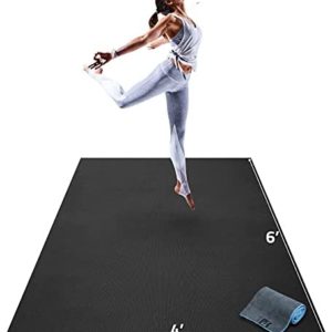 Gorilla Mats Premium Large Yoga Mat – 6' x 4' x 8mm Extra Thick & Ultra Comfortable, Non-Toxic, Non-Slip Barefoot Exercise Mat – Works Great on Any Floor for Stretching, Cardio or Home Workouts