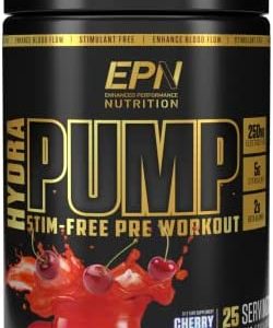 HydraPump - Stim Free Pre Workout with Nitric Oxide Booster, Electrolytes & Nootropics | Insane Pumps, Focus, Stamina, Muscle Growth, Hydration, Caffeine Free & Non Stimulant - Cherry Blast