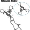 JSHANMEI Fishing 3 Way Swivel Snaps High-Strength Cross Line Duo Lock Snap Swivels T-Turn Fishing Lure Connectors Saltwater Tackle Accessories for Trolling Catfish - Image 5