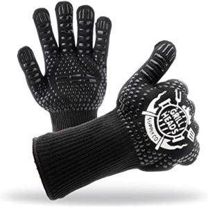 Grillheads Supply Co - Grilling Gloves with Food-Safe Silicone Insulation, Flame and Heat Resistant Gloves for Grilling, Washable Gloves with Non-Slip Grip, One Size Fits Most, 13 inches