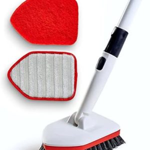 Moku Home Shower Scrubber with Long Extendable Handle - 3 in 1 Tub Tile Scrubber Brush - Bathtub Scrubber, Wall Scrubber for Cleaning Bathroom Kitchen Toilet