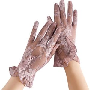 Glamorous Ruffled lace gloves tea party wedding gloves driving gloves non slip grip touch screen function