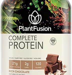 PlantFusion Complete Vegan Protein Powder - Plant Based Protein Powder With BCAAs, Digestive Enzymes and Pea Protein - Keto, Gluten Free, Soy Free, Non-Dairy, No Sugar, Non-GMO - Chocolate 2 lb