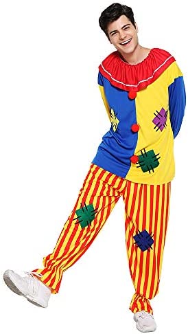 EraSpooky Adult Circus Clown Costume Colorful Suit Halloween Party Joker Role Play - Image 4