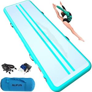 ALIFUN Inflatable Gymnastics Tumbling Track Air Mat 6.6 ft 10ft 13ft 16ft 20ft Tumble Track Thick 4-8 Inches Wide 3.3-6.6 Ft Training Track Mat with Electric Air Pump