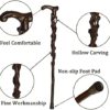 Q-DDOIT Wooden Walking Cane, 37.4" Natural Wood Walking Stick, Handcrafted Wooden Offset Cane, Ergonomic Wood Cane for Men and Women - Image 2