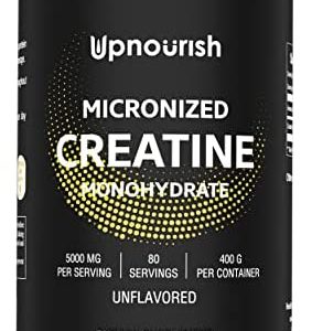 Micronized Creatine Monohydrate Powder 400 G - Unflavored Vegan Creatine Powder for Pre Workout, Muscle Building - Pure Creatine for Women and Men - Instantized Creatine Supplement, 80 Servings